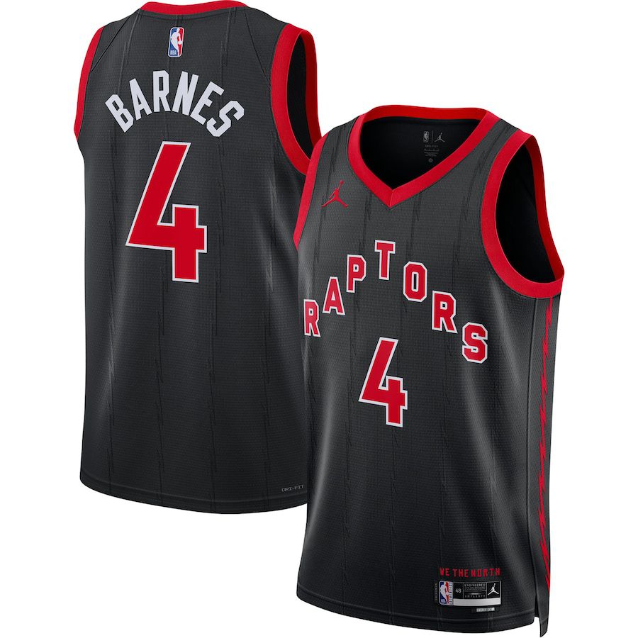 Men Toronto Raptors #4 Scottie Barnes Jordan Brand Black 2022-23 Statement Edition Swingman NBA Jersey